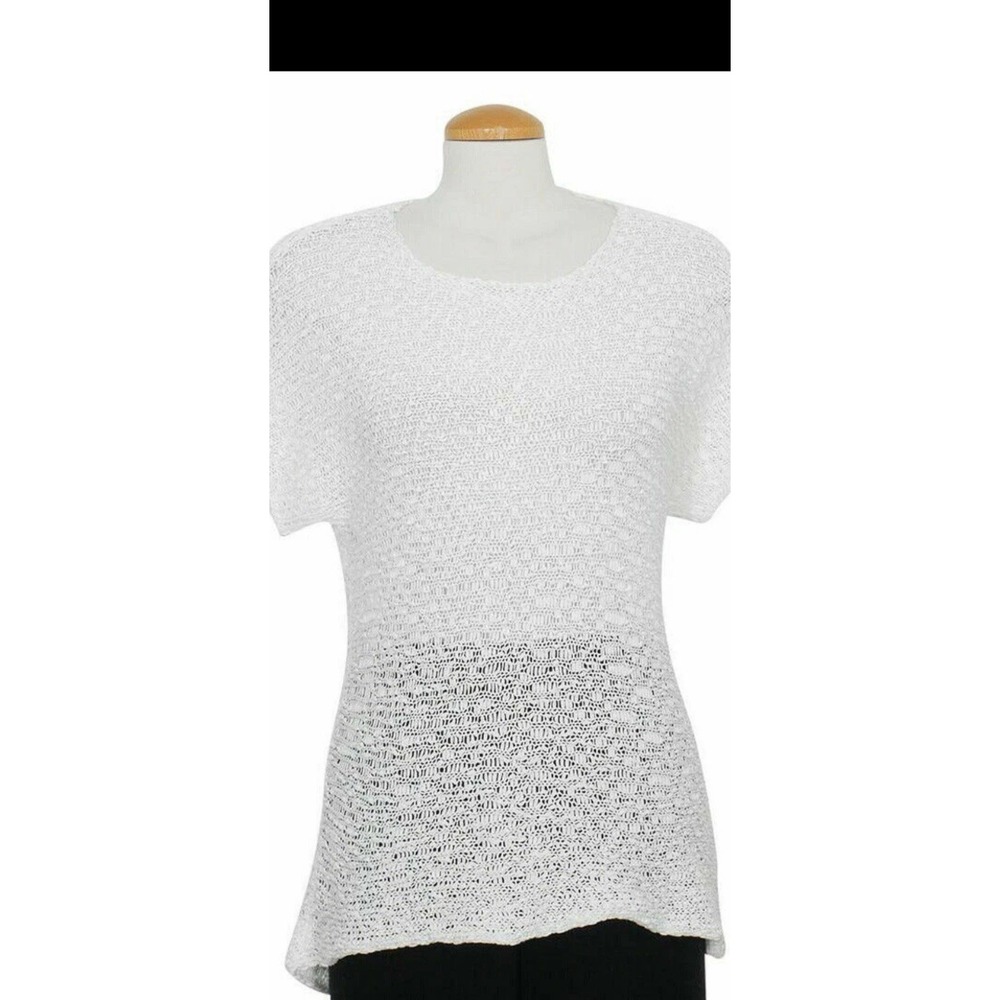 EILEEN FISHER Sweater /  Tunic Cotton Tape Yarn Top Dolman Short Sleeve XL (R1)